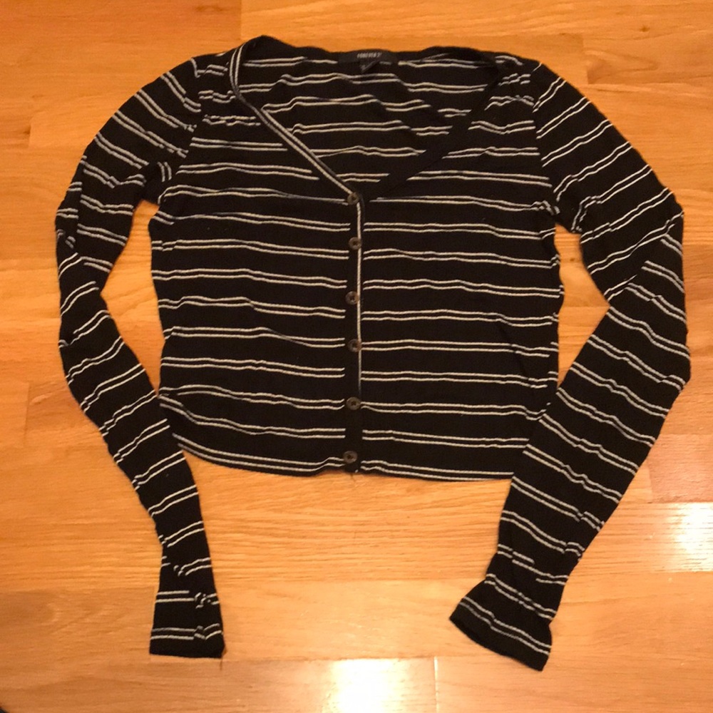 Forever 21 striped black and white button up